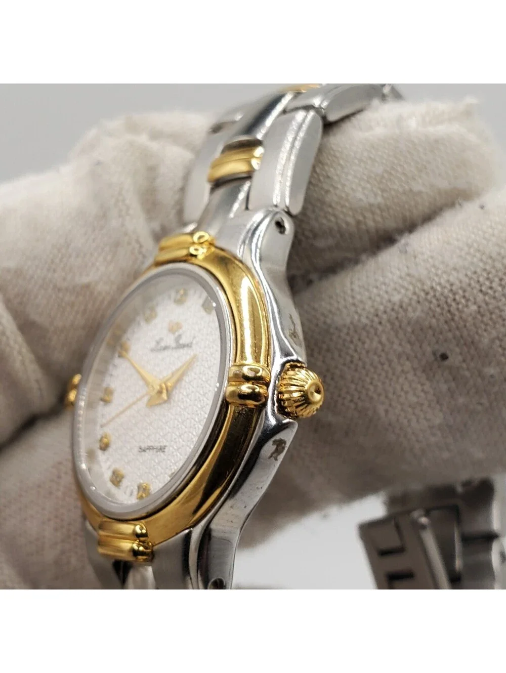 Lucien Piccard Sapphire Crystal Womens Watch 25mm Two-Tone New Battery